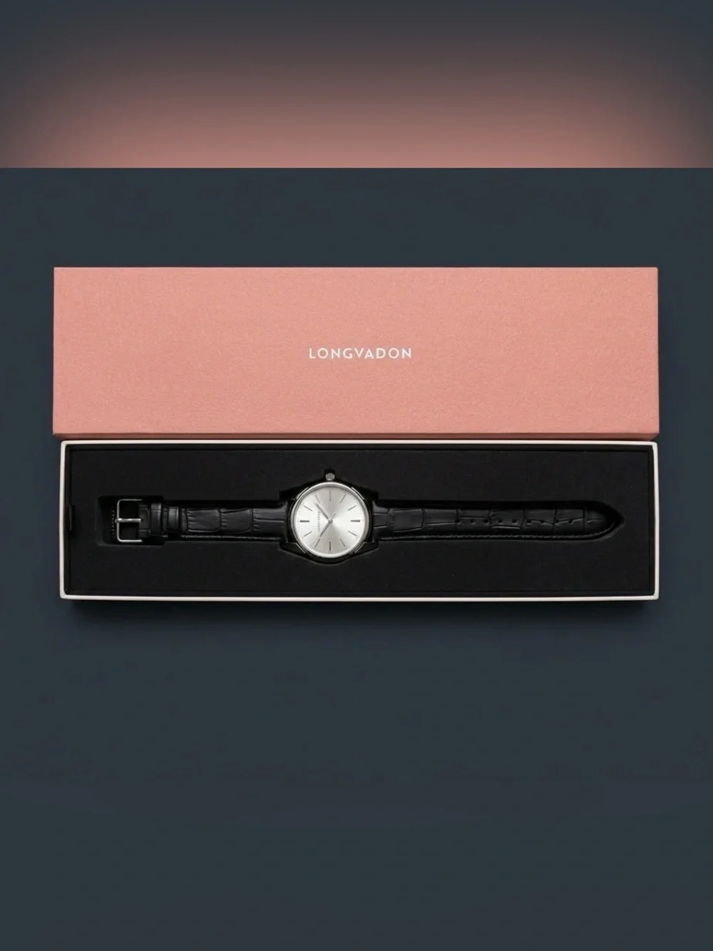 Longvadon Heritage Watch Chataigne Silver Dial Black Leather Band NIB